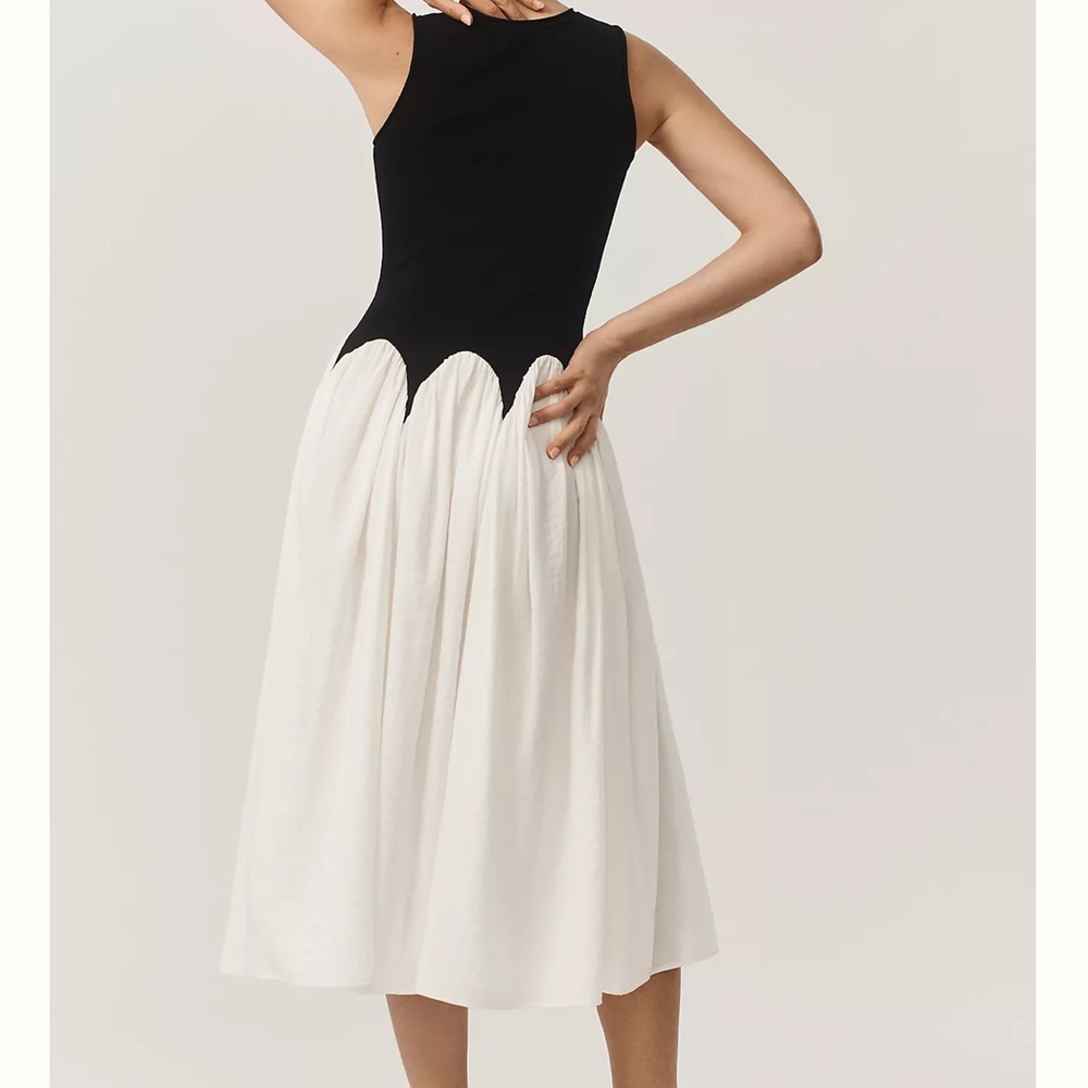 Anthropologie Elegant Black and White Sleeveless Dress